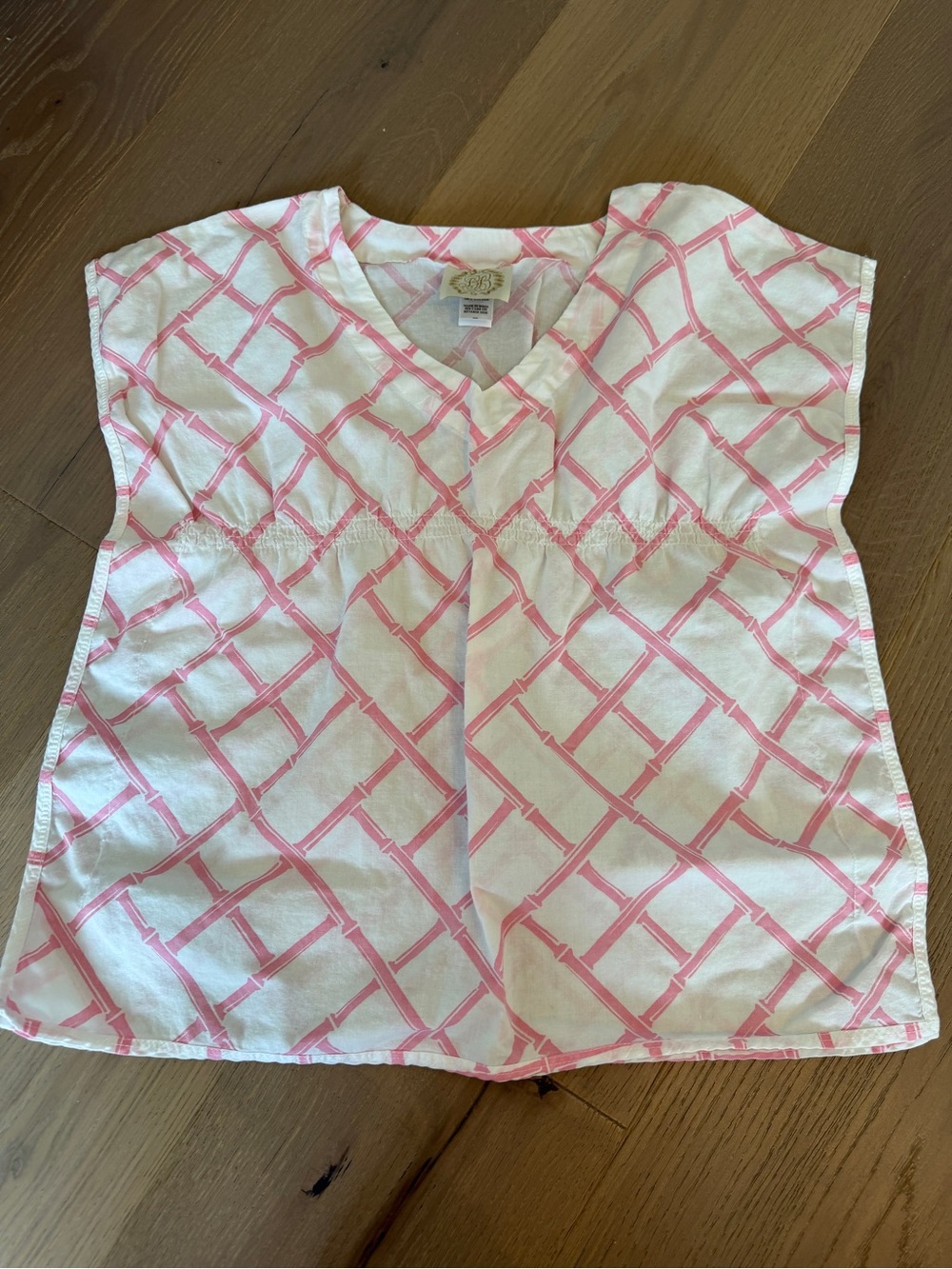 The Beaufort Bonnet Company White Top with Pink Lattice Print
